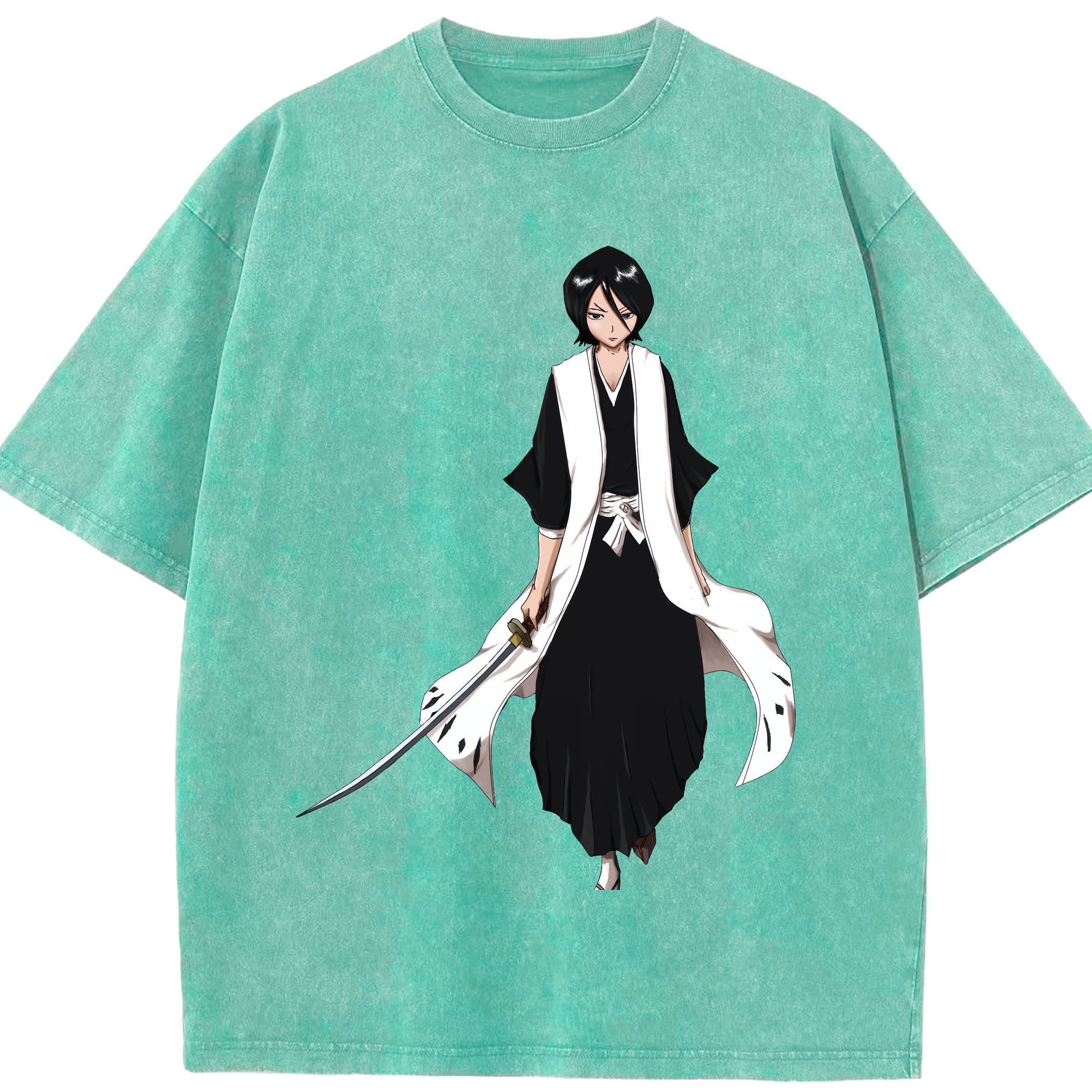（画像用） ブリーチ 朽木ルキア BLEACH Kuchiki Rukia 綿100% ヴィンテージ風 半袖Tシャツ（フロントプリント）